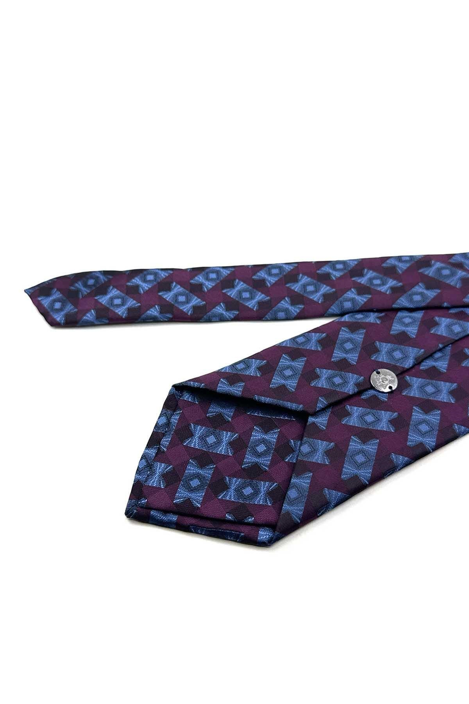 Mürdüm Mavi Motif Desen Mendilli Klasik Kravat KK13937
