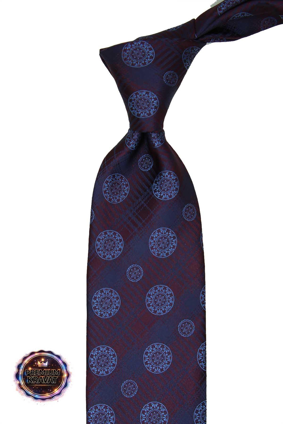 Mürdüm - Mavi Motif Kravat