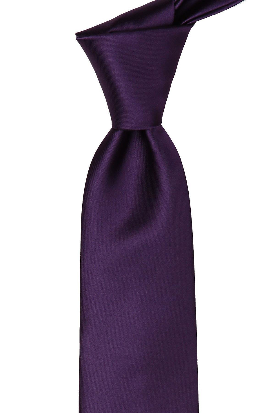 Mürdüm Mendilli Düz Saten Kravat 1118