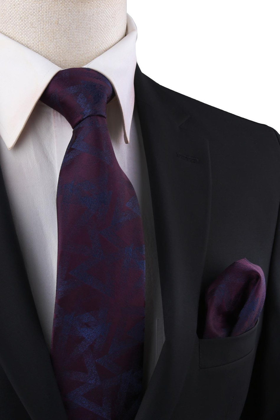 Mürdüm Motif Desen Mendilli Klasik Kravat KK10837