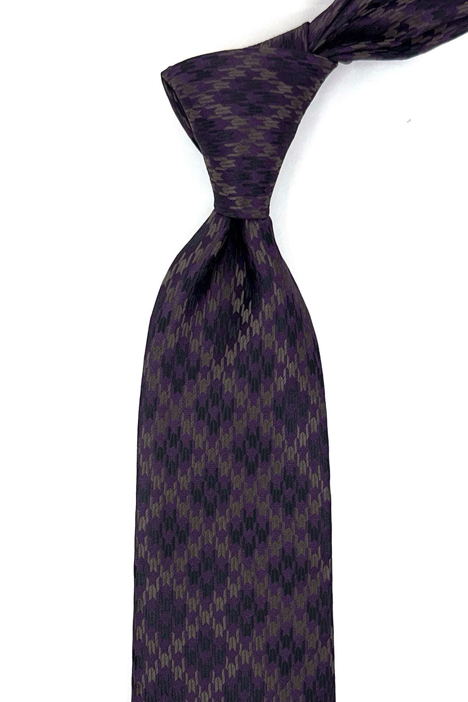 Mürdüm Motif Desen Mendilli Klasik Kravat KK12026