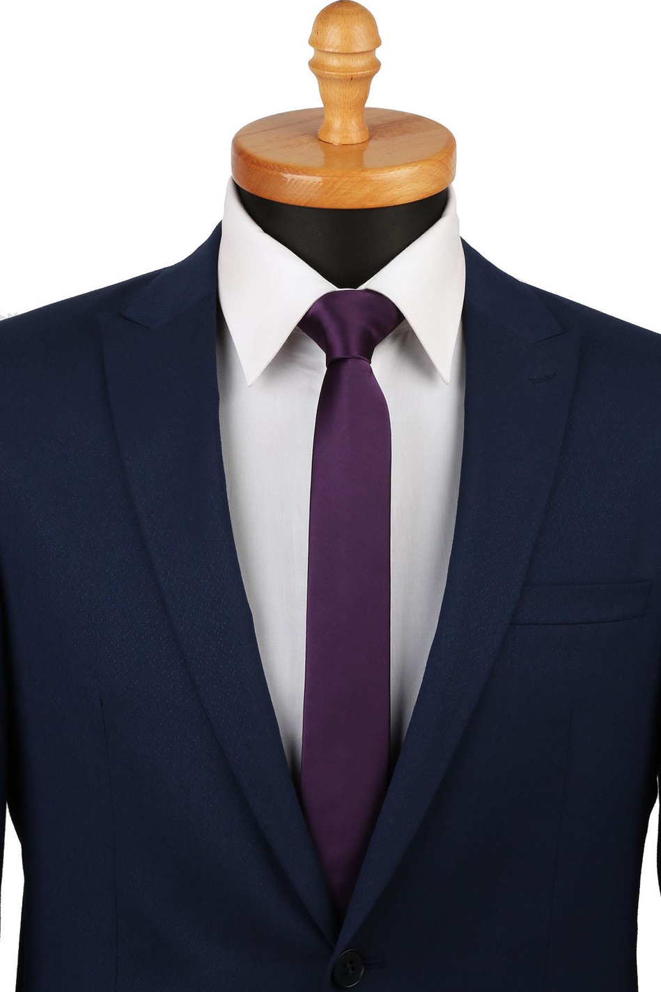 Mürdüm Saten Düz Çok İnce Kravat UST09