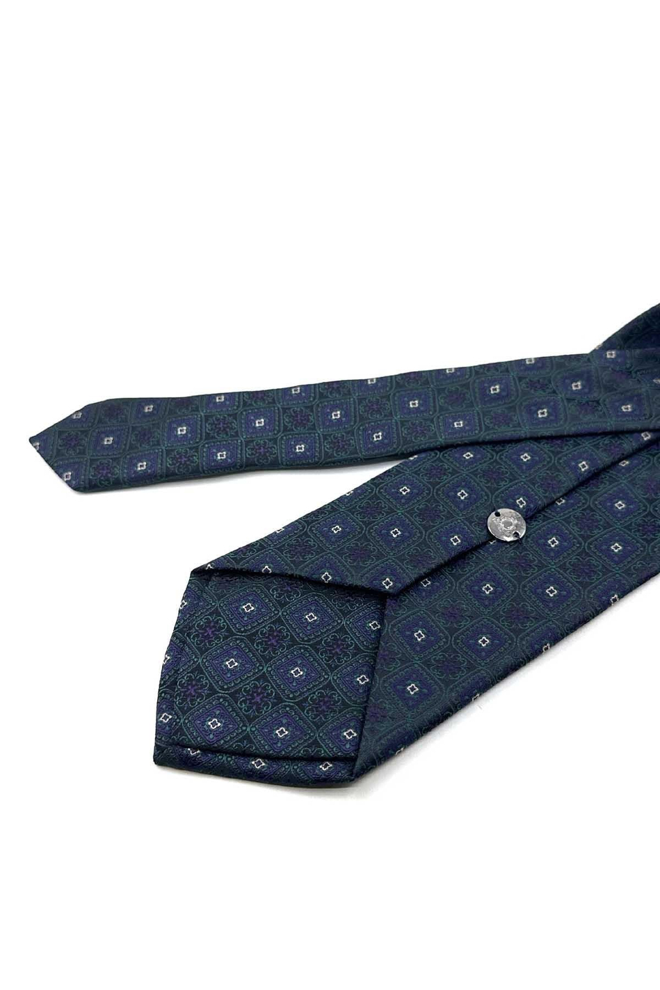 Mürdüm Yeşil Motif Desen Mendilli Klasik Kravat KK13897