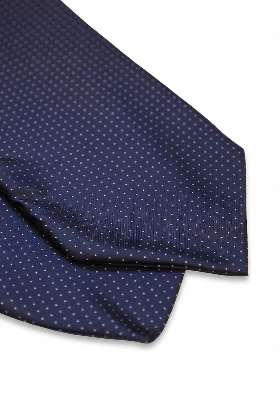 Nokta Desen Lacivert İtalyan İpek Ascot Kravat SAC32