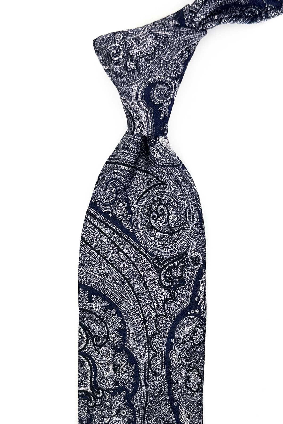 Olandesi Style Şal Desen İtalyan Gri İpek Kravat İK2352