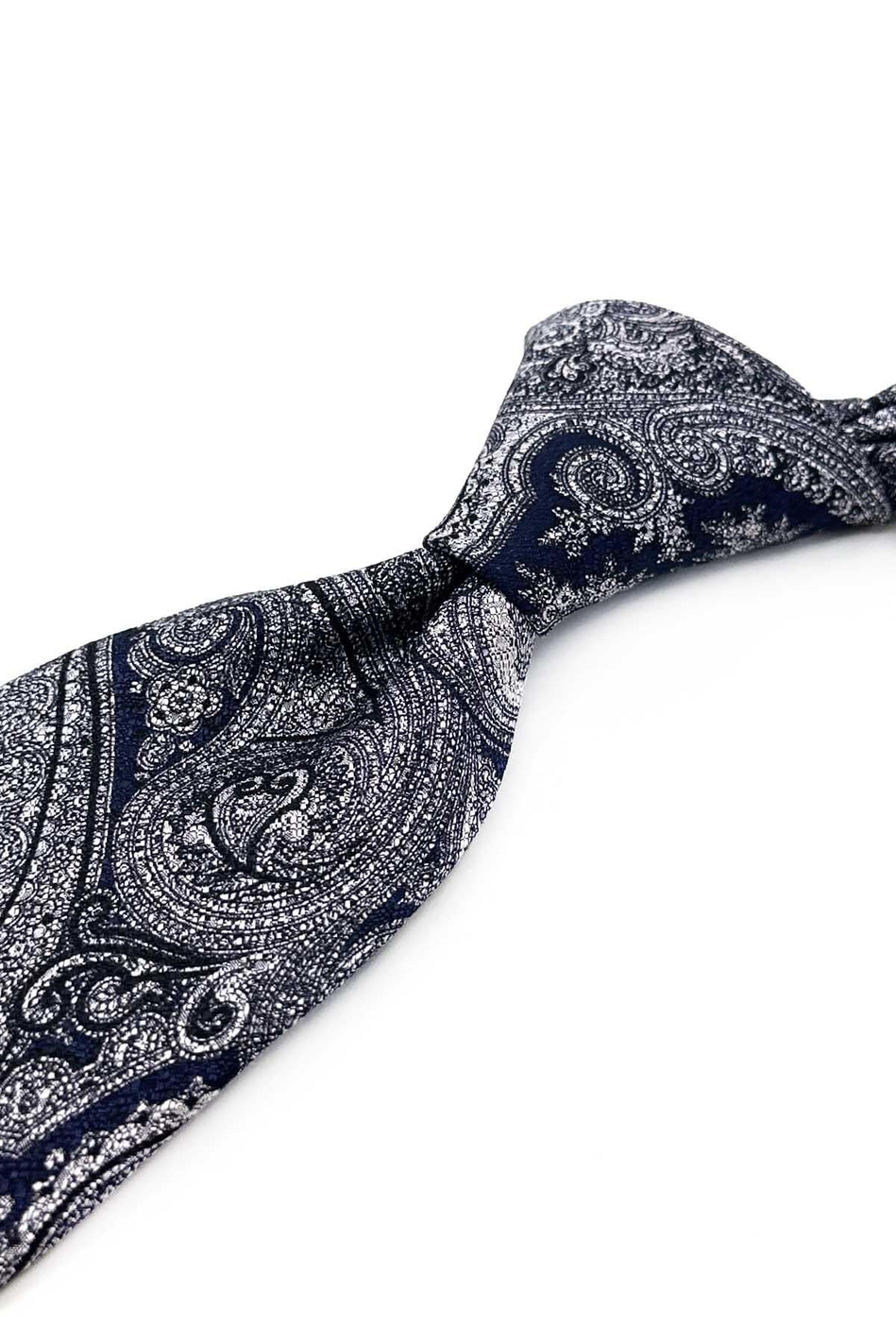 Olandesi Style Şal Desen İtalyan Gri İpek Kravat İK2352