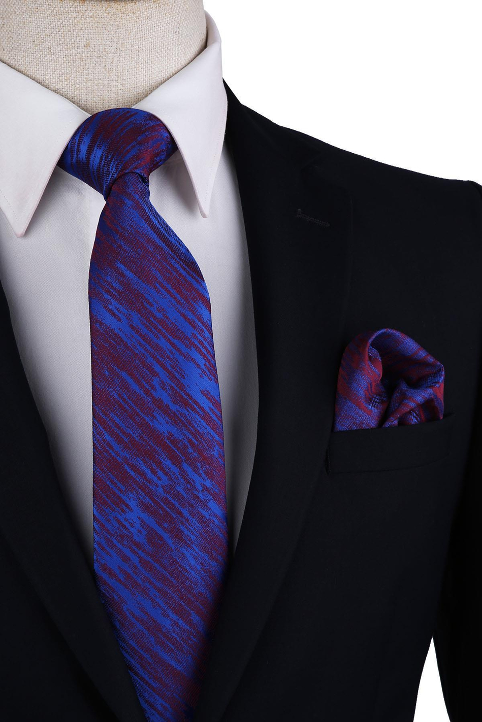 Parlement Mavisi Motif Desen Mendilli Klasik Kravat KK10526