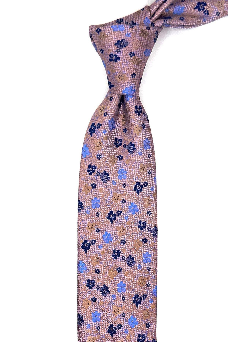 Pembe Çiçek Desen İnce Kravat SK7936