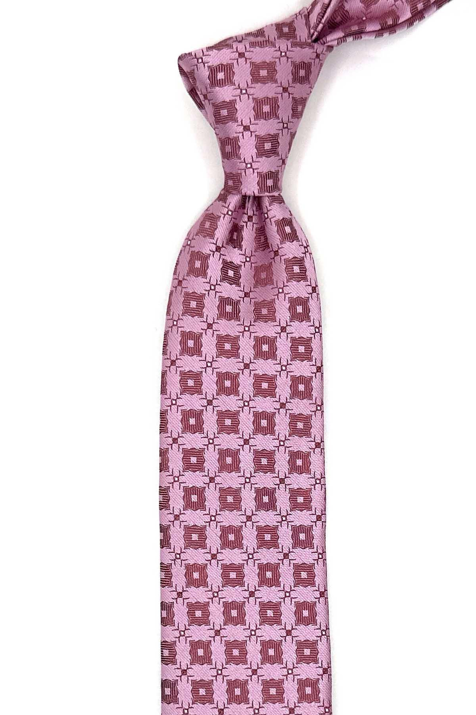 Pembe Kare Desen Slim Kravat SK7955