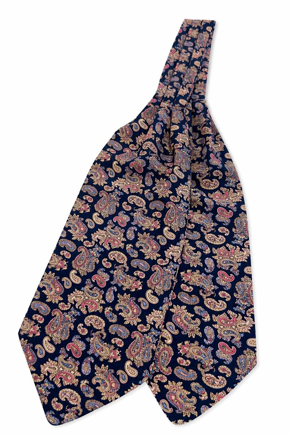 Pembe Lacivert Şal Desen İtalyan İpek Ascot Kravat SAC123