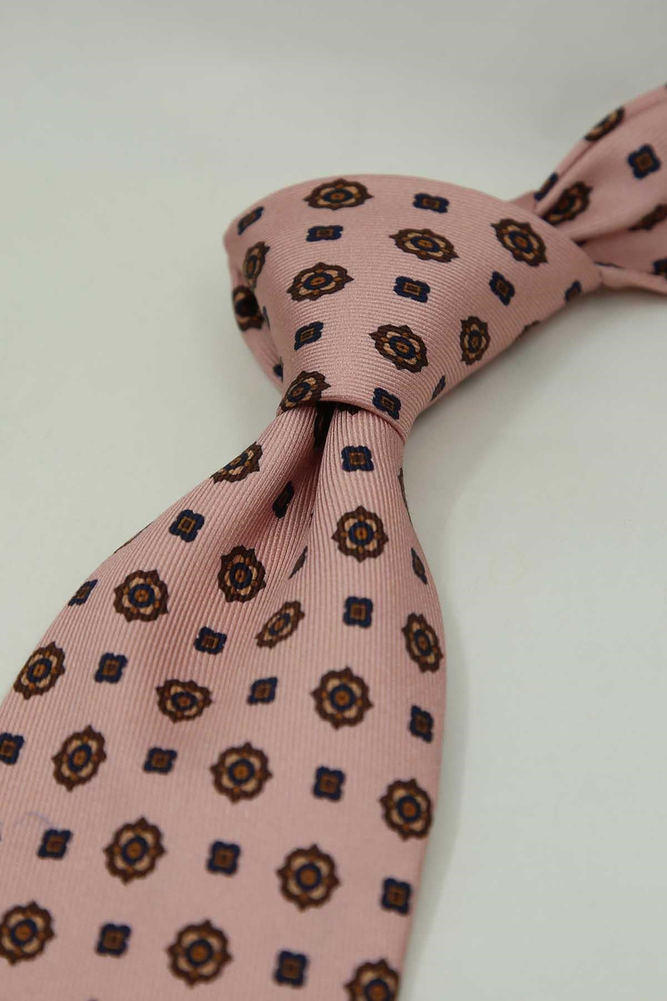 Pembe Motif Desen İtalyan İpek Kravat İK2489