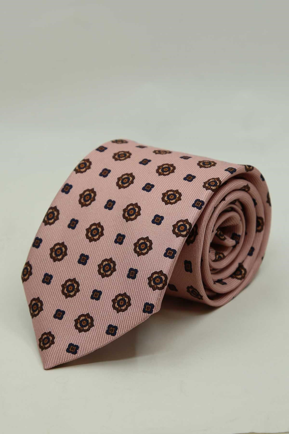 Pembe Motif Desen İtalyan İpek Kravat İK2489