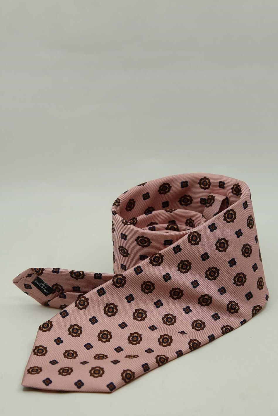 Pembe Motif Desen İtalyan İpek Kravat İK2489