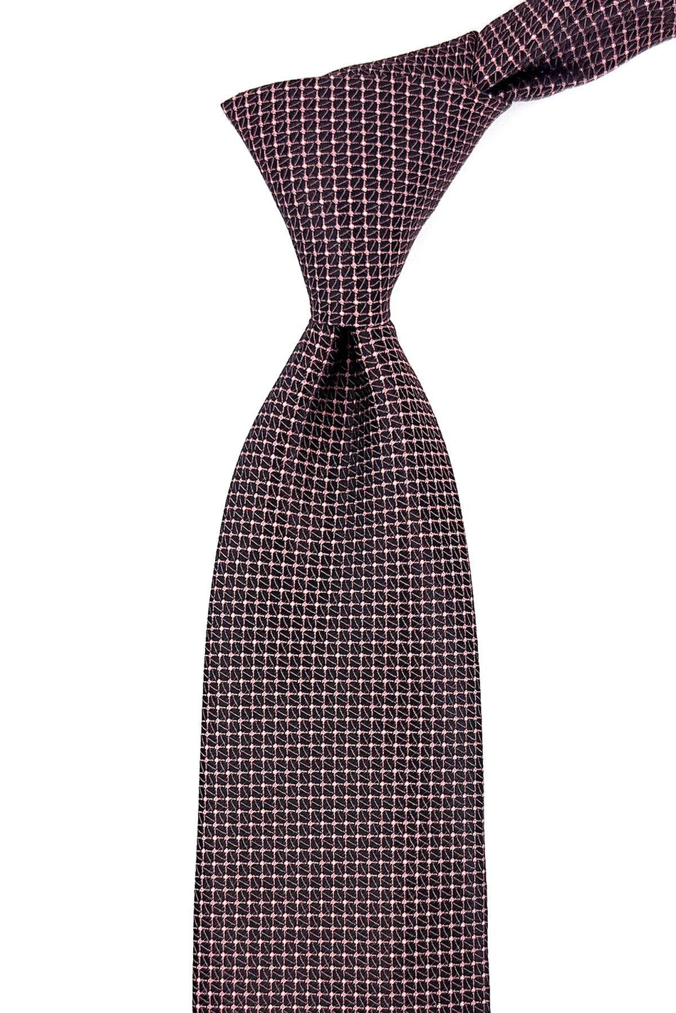 Pembe Nokta Desen Mendilli Klasik Kravat KK11117