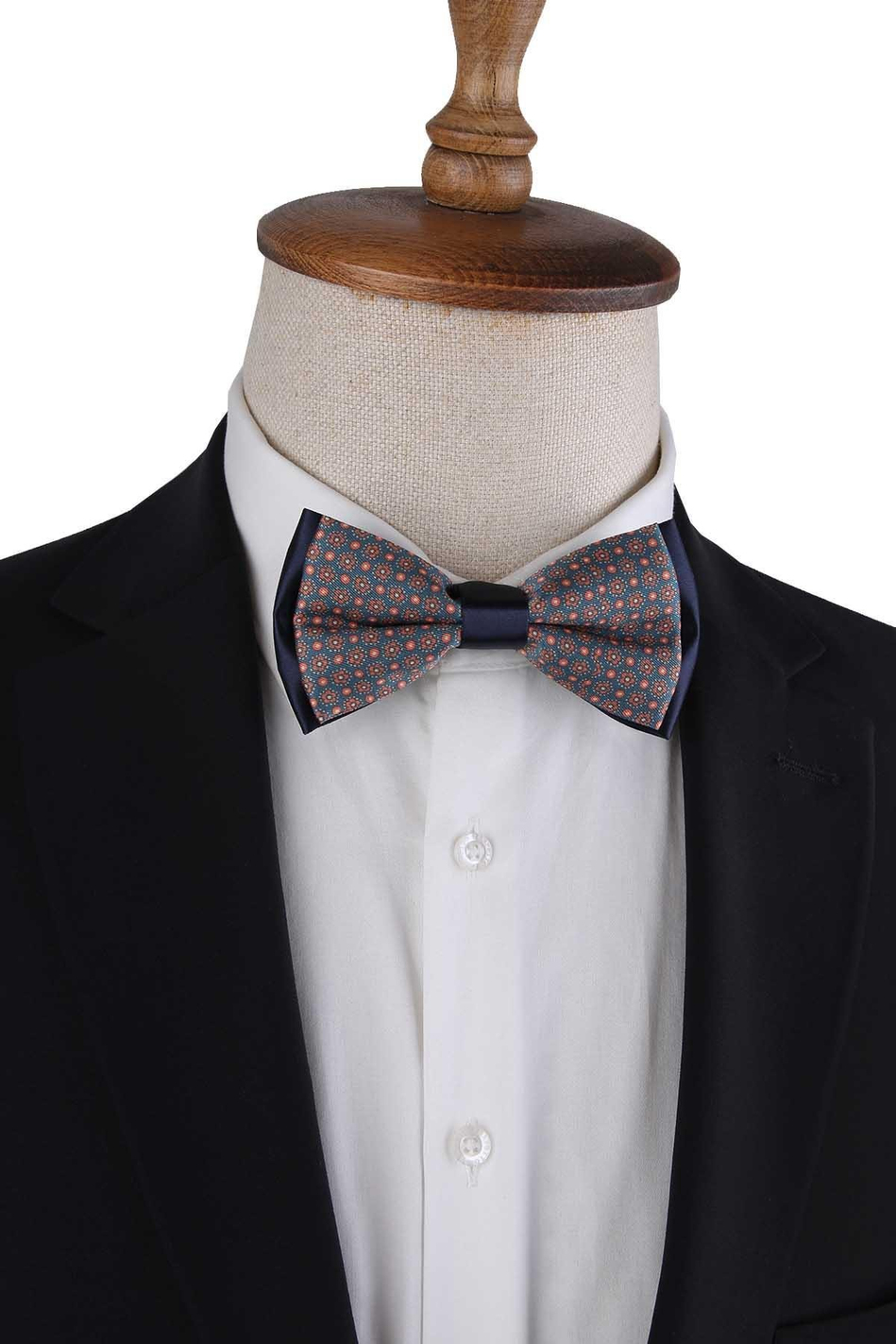 Petrol Mavi Puantiye Desen Papyon P1977