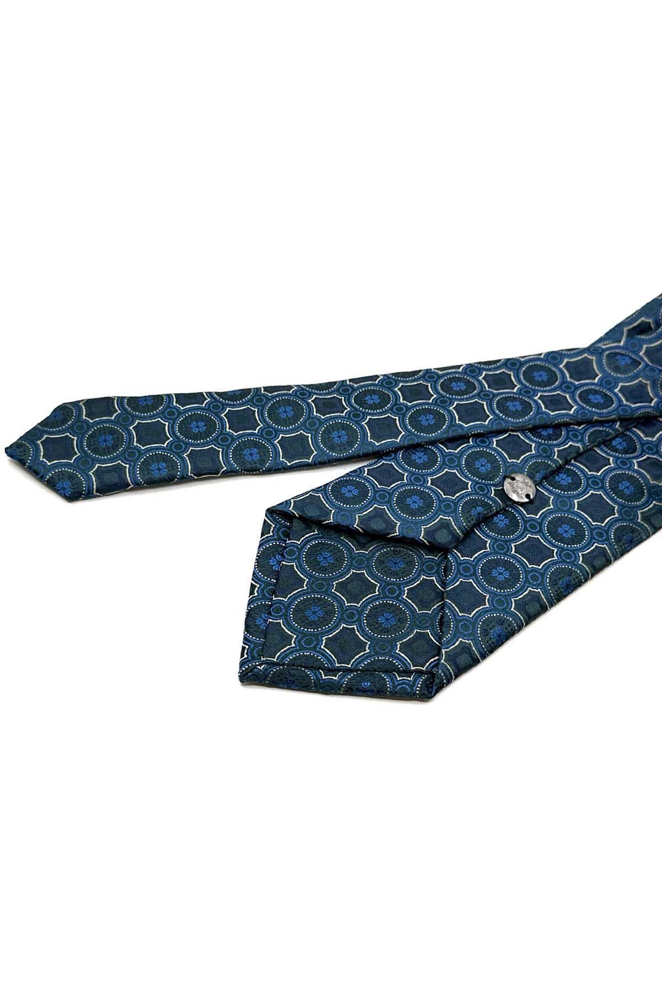Petrol Mavisi Motif Desen Mendilli Klasik Kravat KK12950