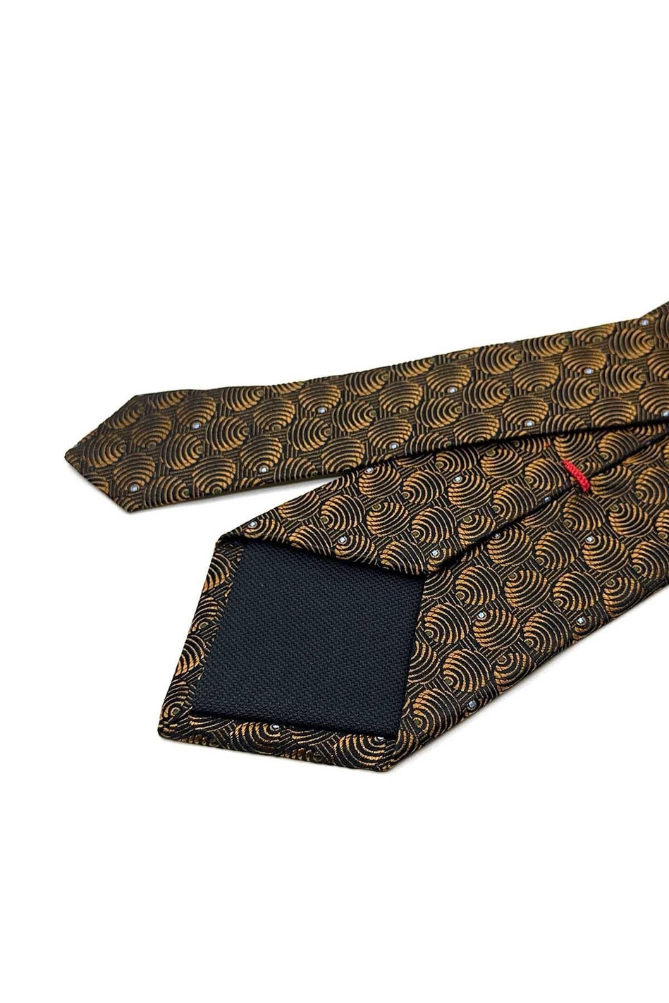 Piubega Style Siyah - Bakır Motif Desen İtalyan İpek Kravat İK1899