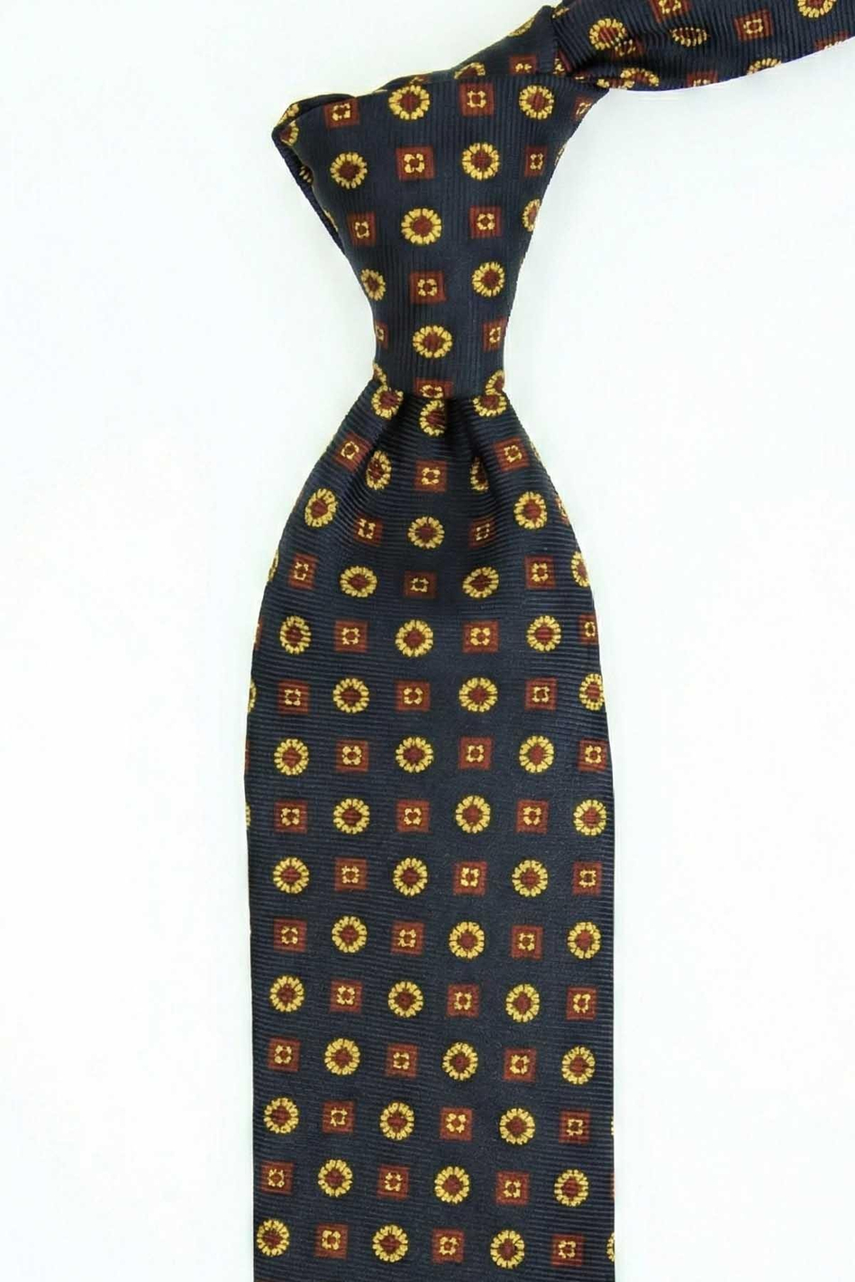 Pregasona Style Koyu Lacivert Motif Desen İtalyan İpek Kravat İK2226