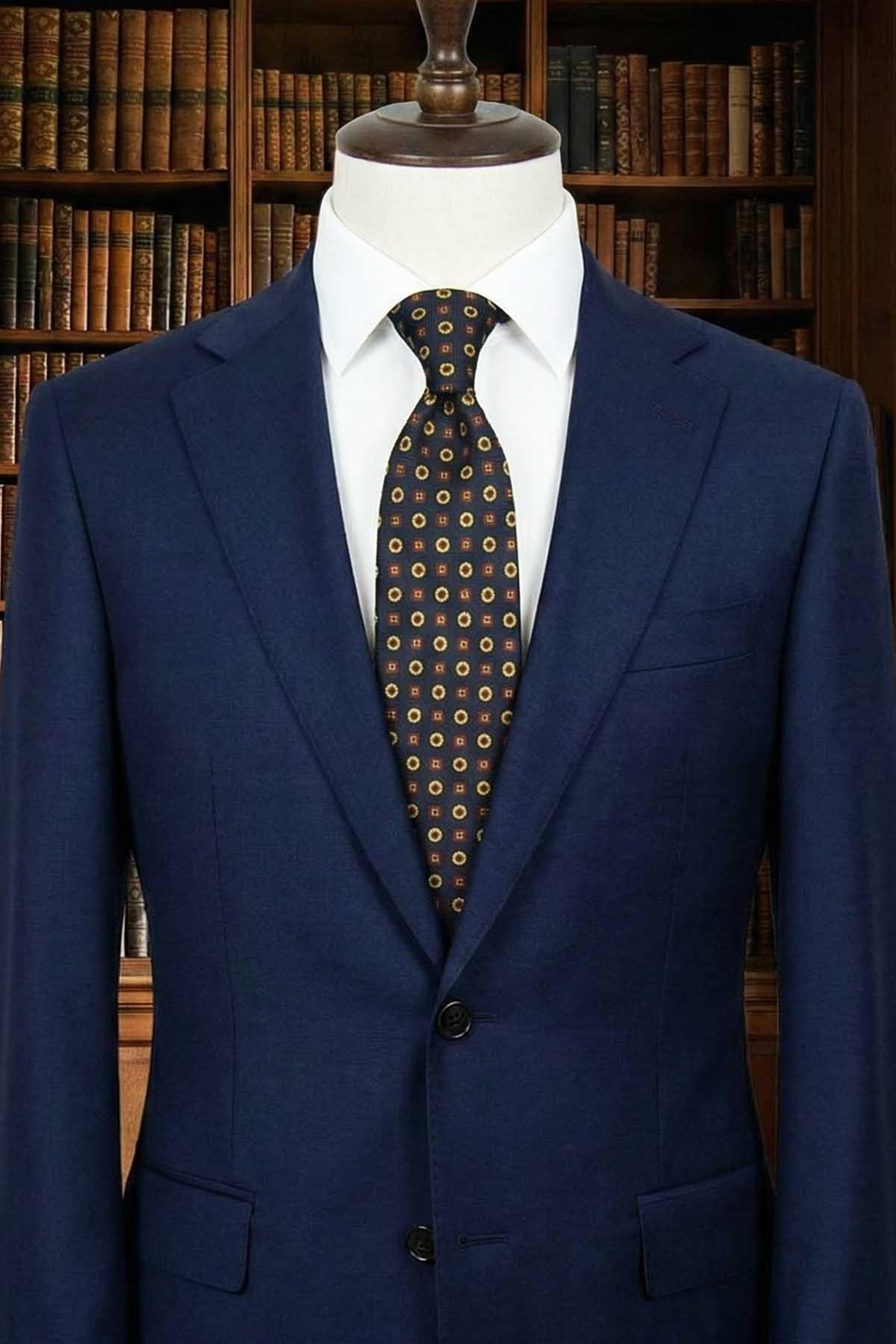 Pregasona Style Koyu Lacivert Motif Desen İtalyan İpek Kravat İK2226