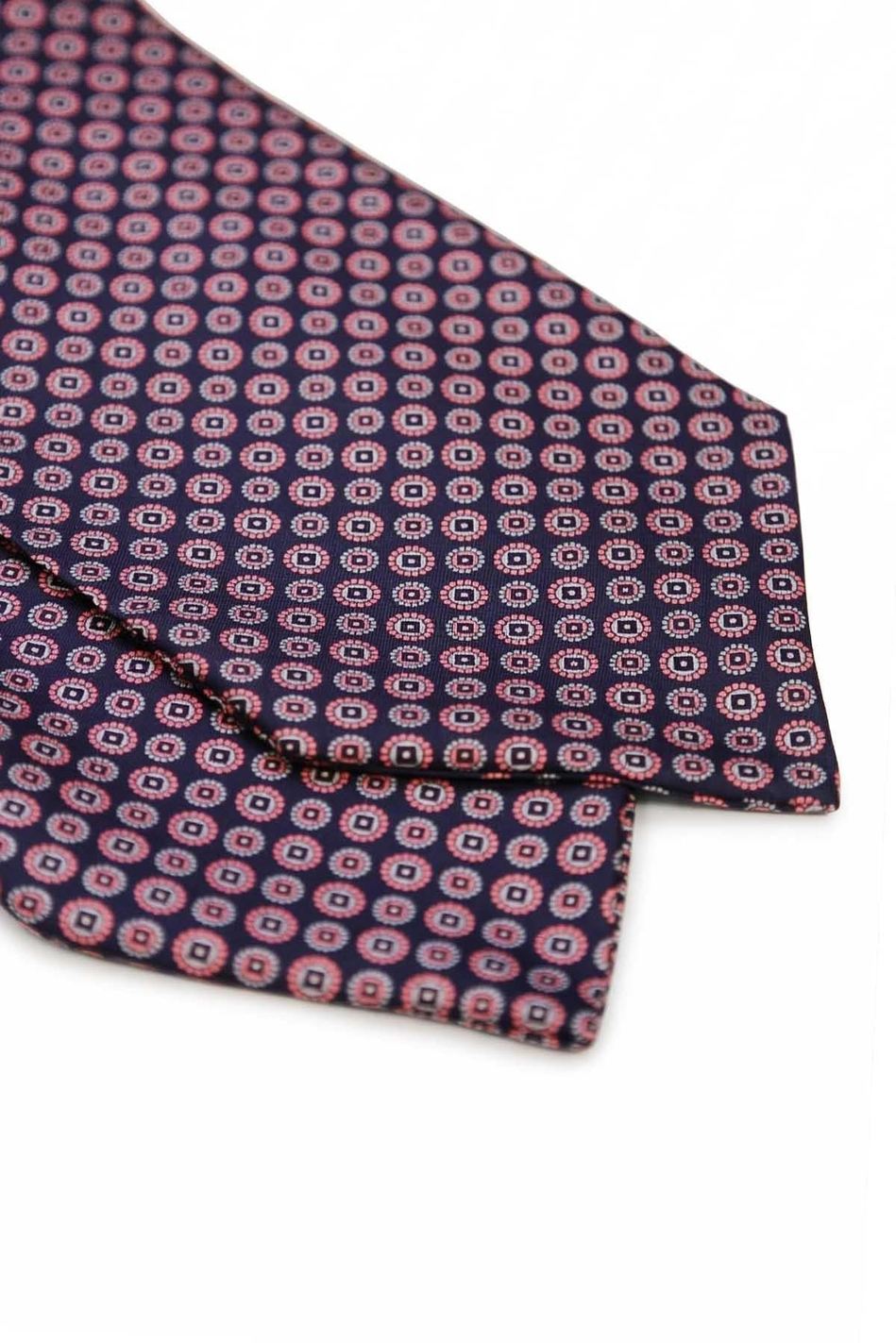 Puantiye Desen Lacivert - Pembe İtalyan İpek Ascot Kravat SAC37