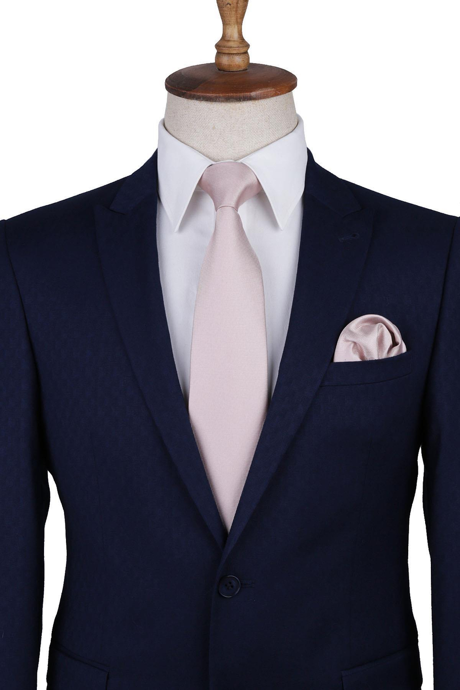 Pudra Nokta Desen Mendilli Klasik Kravat KK9208