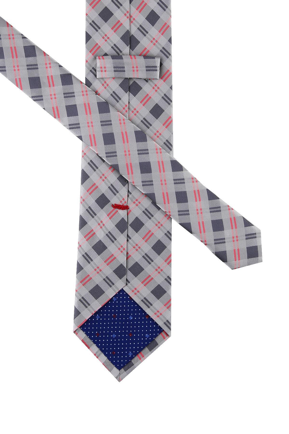 Rigano Style Gri Ekose Desen İtalyan İpek Kravat İK852