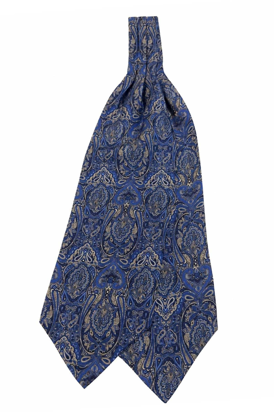 Royal Mavi Şal Desen İtalyan İpek Ascot Kravat SAC143