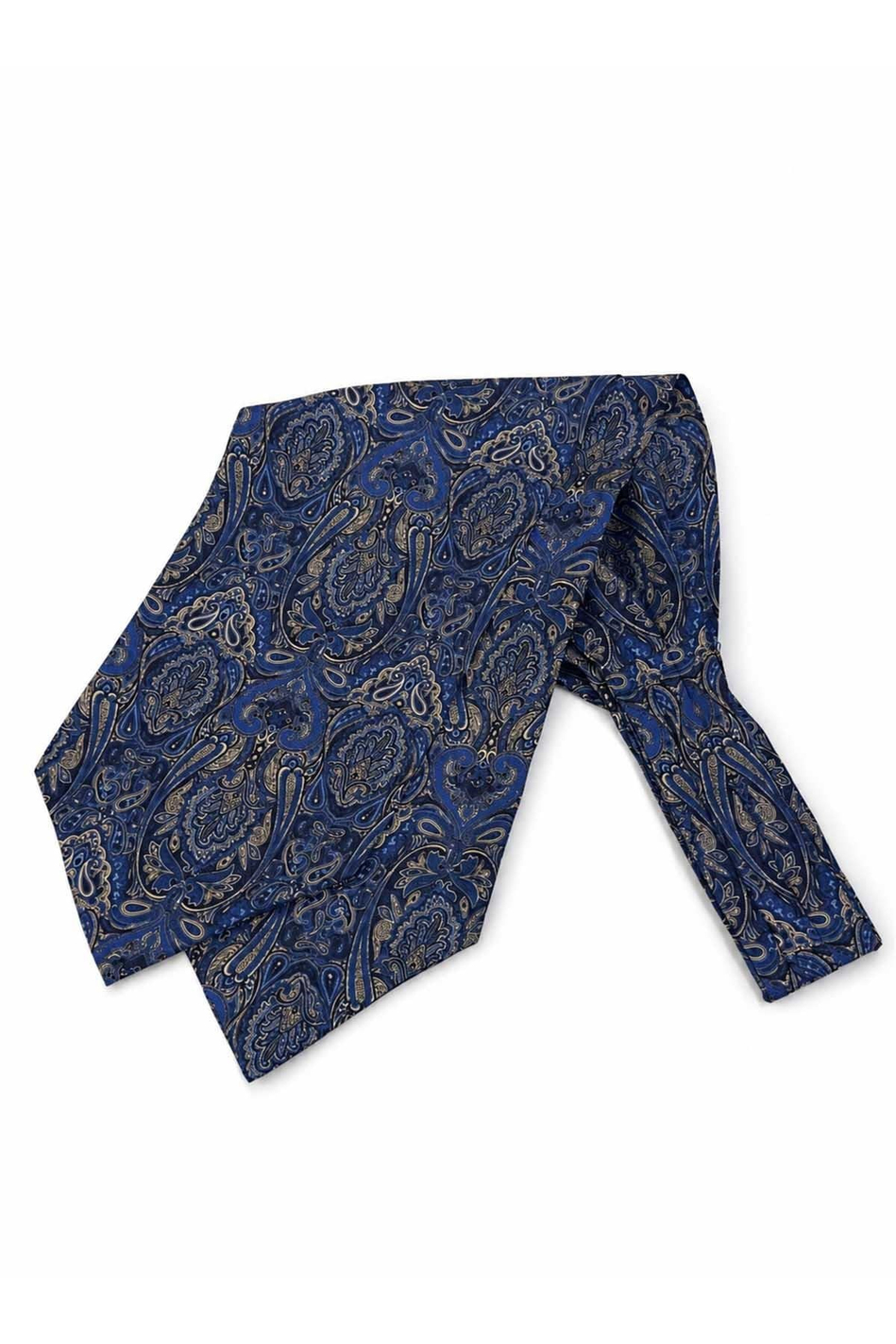 Royal Mavi Şal Desen İtalyan İpek Ascot Kravat SAC143