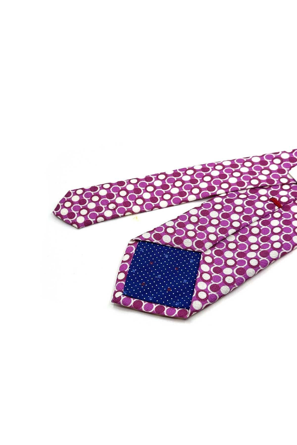 Rubiana Style Fuşya Puantiye Desen İtalyan İpek Kravat İK2279