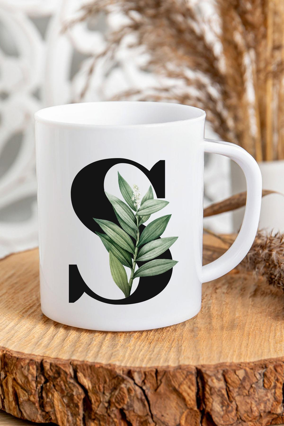 S Harfli Baş Harf Baskılı Kupa Bardak