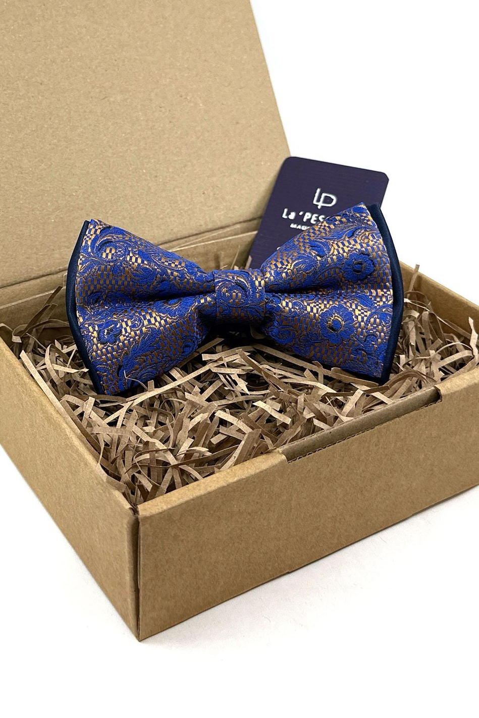 Safran - Mavi Çiçek Desen Papyon P1746