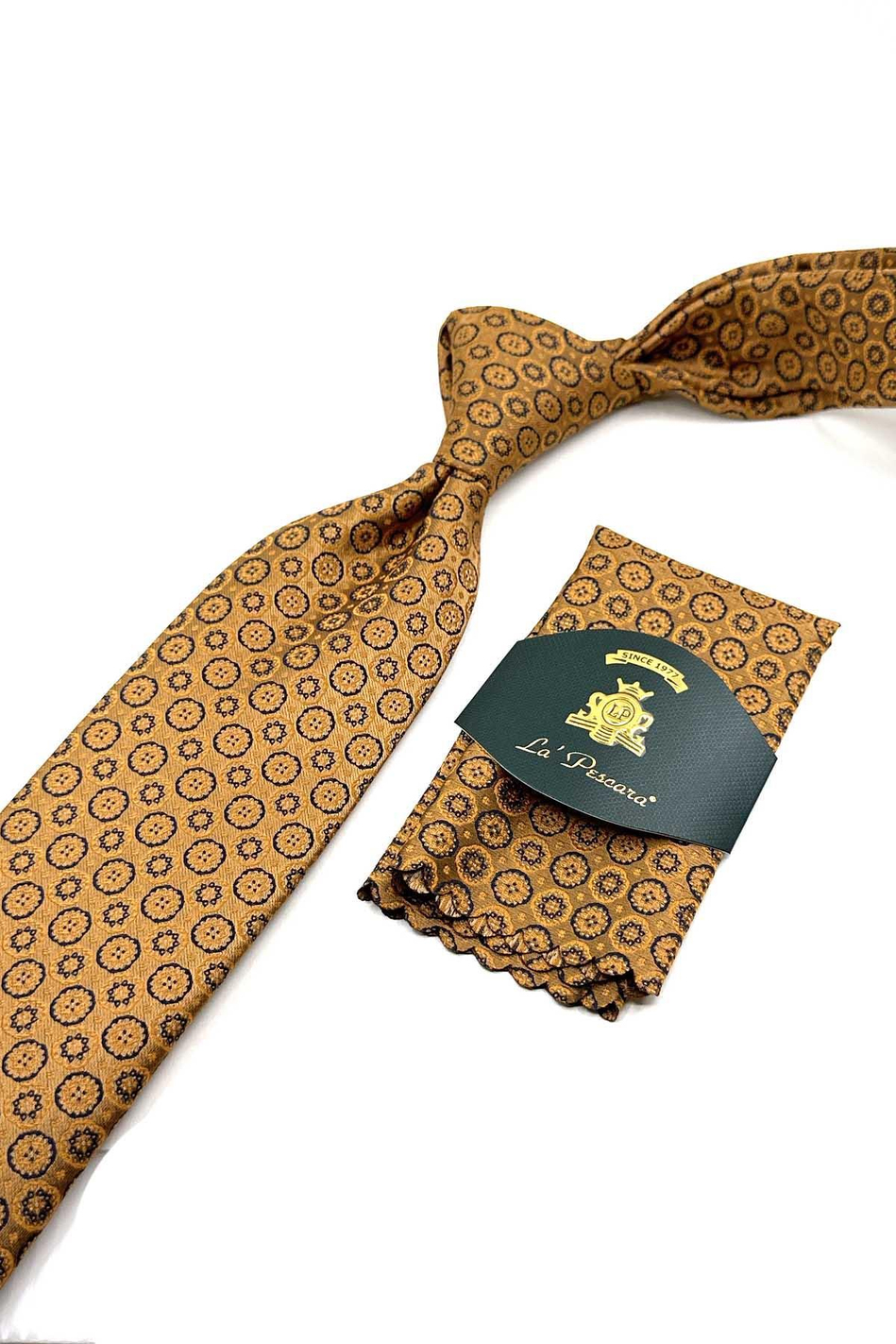 Safran Motif Desen Mendilli Klasik Kravat KK12608