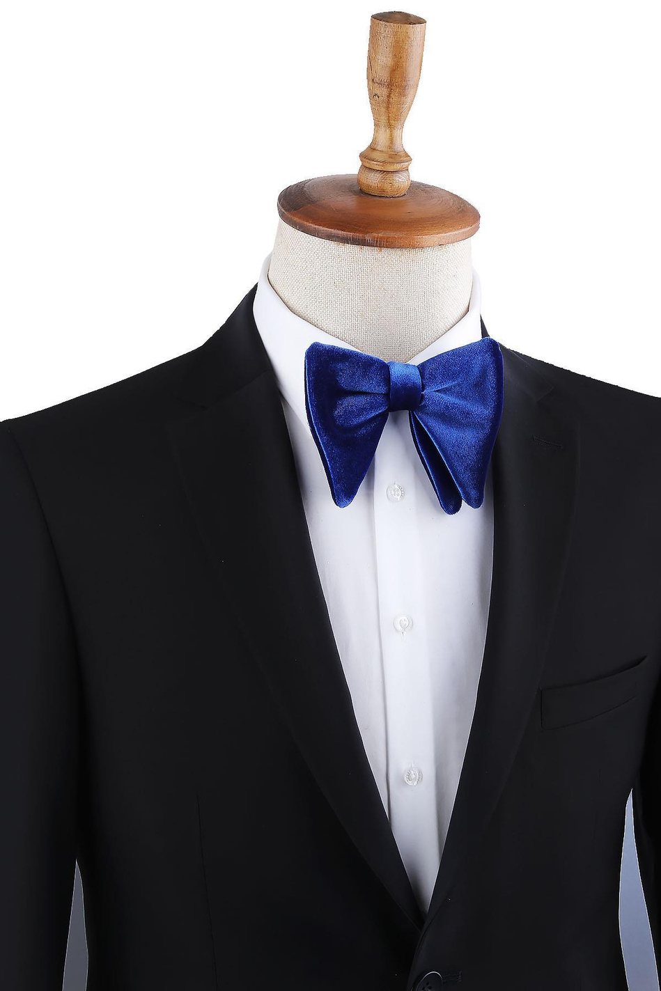 Saks Mavisi Büyük Kadife Papyon P1698