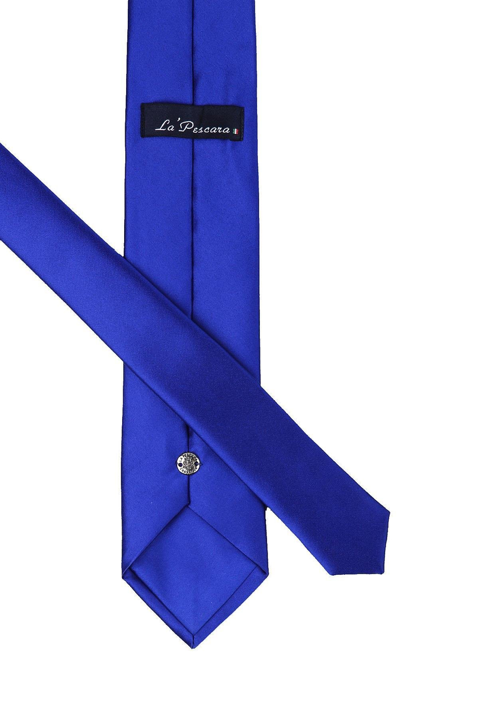 Saks Mavisi Mendilli Düz Saten Kravat 1603