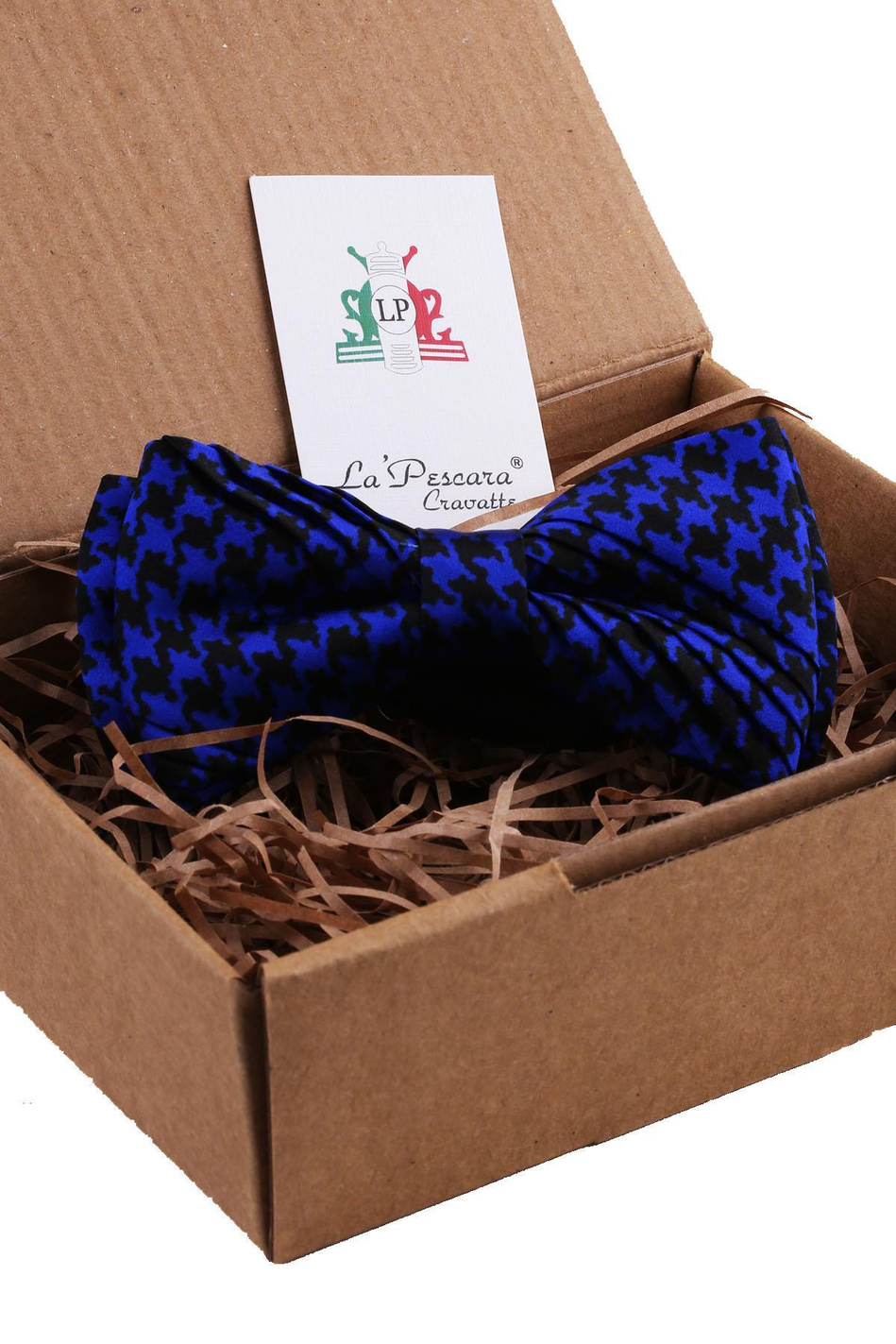 Saks Mavisi Motif Desen Pilise İpek Papyon ESB18