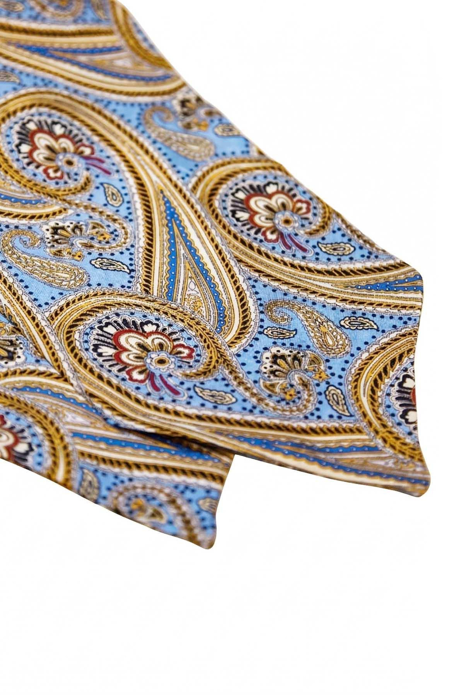 Şal Desen Açık Mavi İtalyan İpek Ascot Kravat SAC44