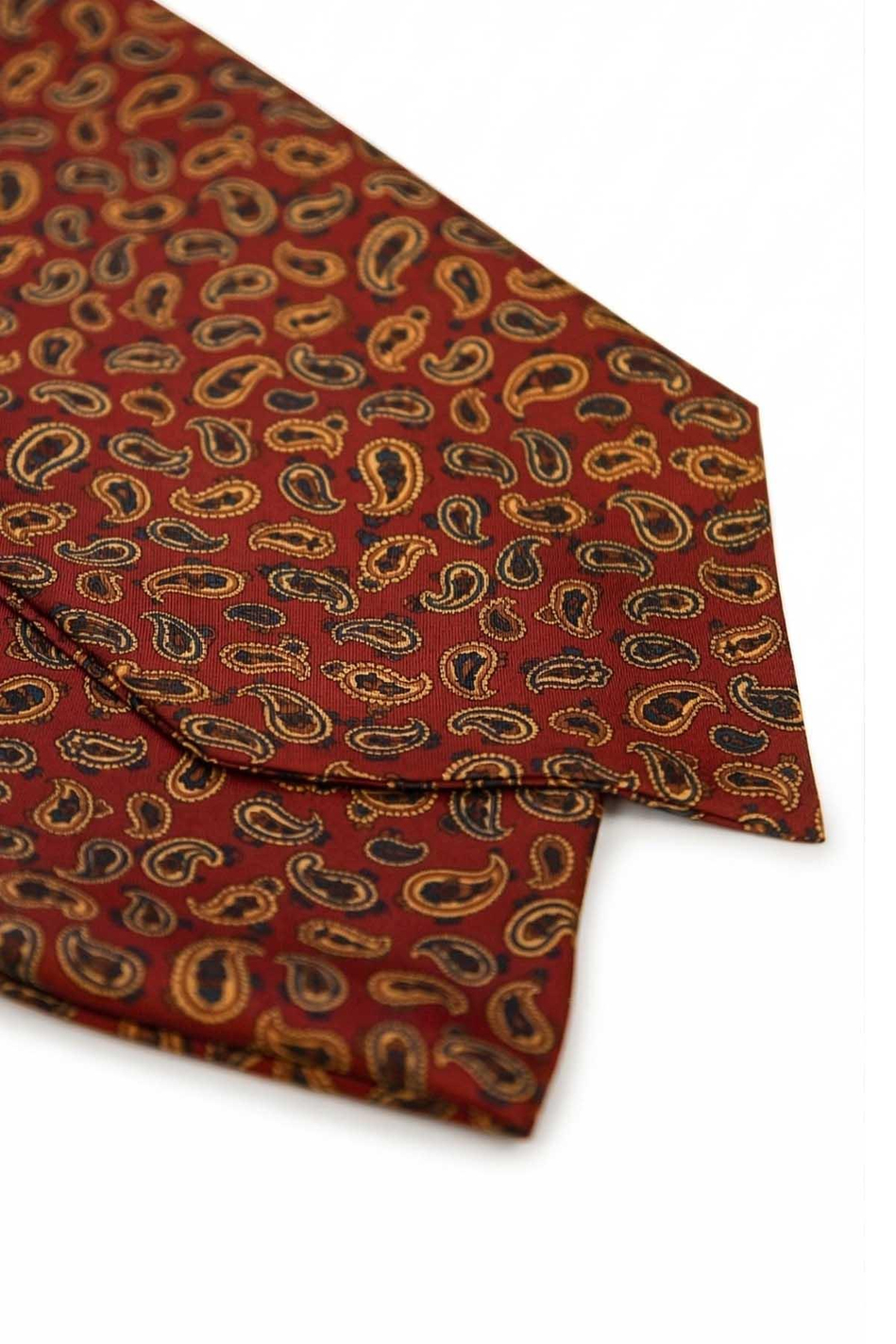 Şal Desen Bordo İtalyan İpek Ascot Kravat SAC45