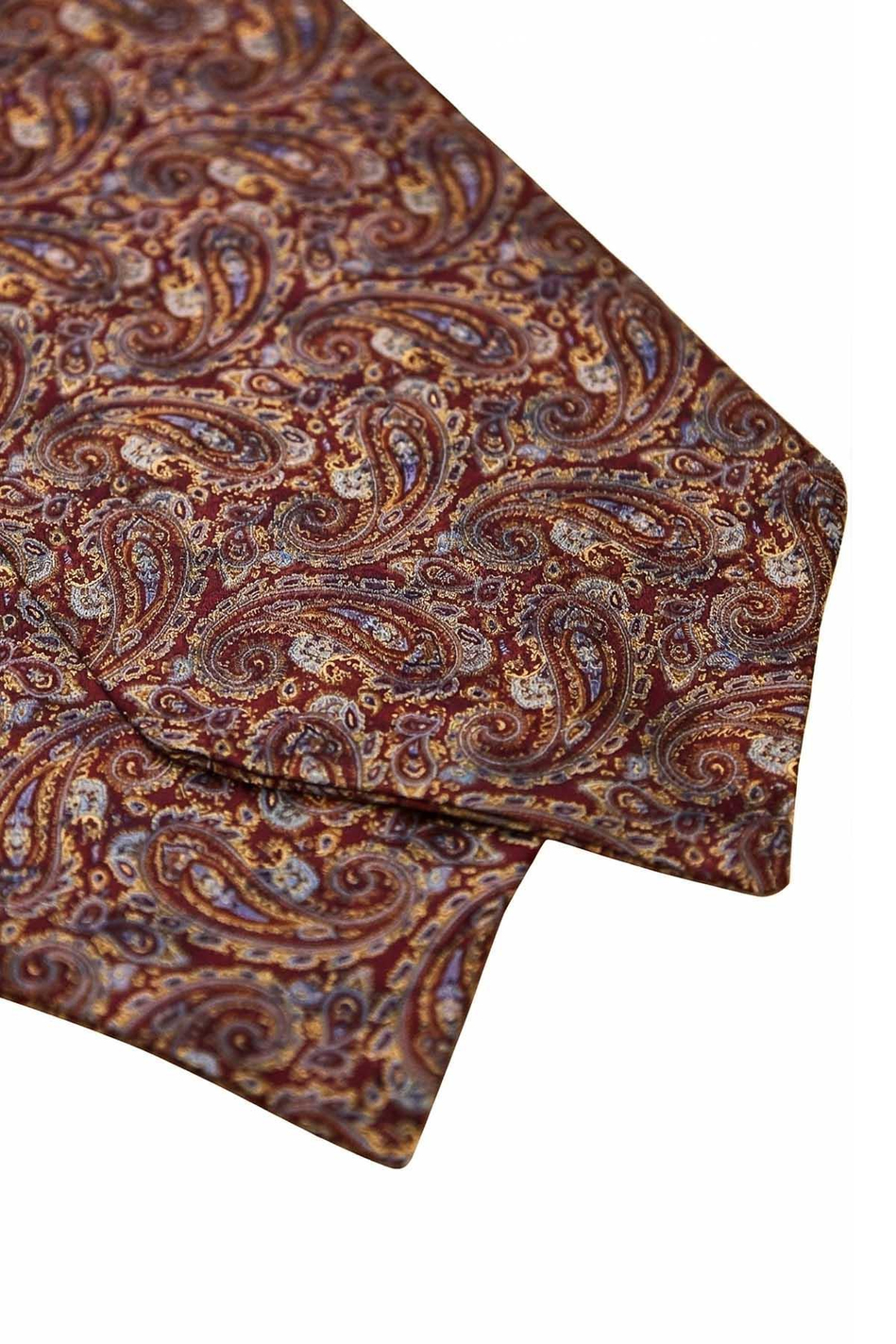 Şal Desen Bordo İtalyan İpek Ascot Kravat SAC50