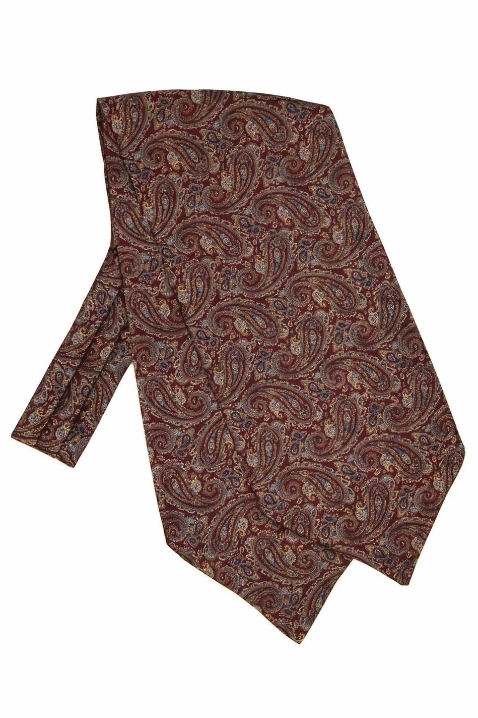 Şal Desen Bordo İtalyan İpek Ascot Kravat SAC50