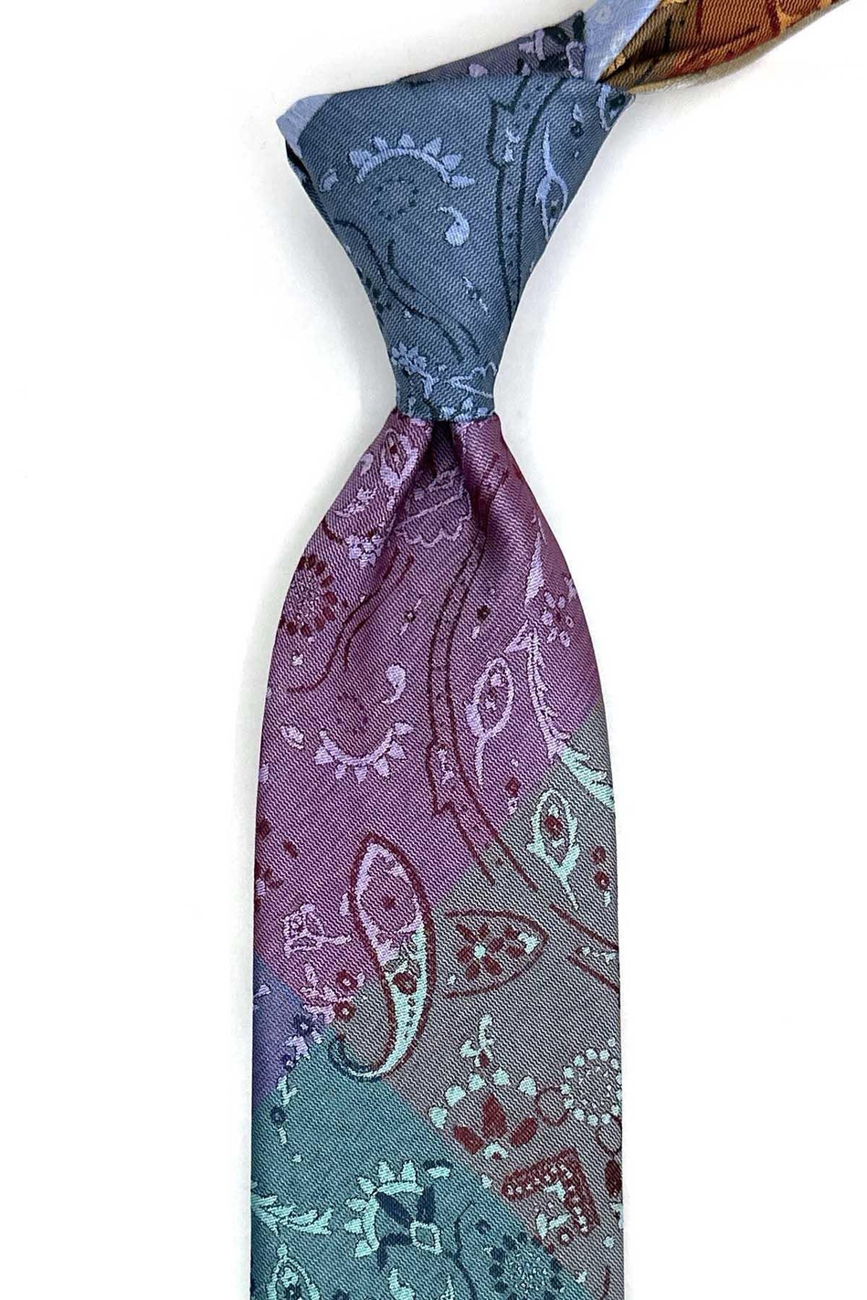 Şal Desen Lacivert Patchwork Klasik Kravat KK13401