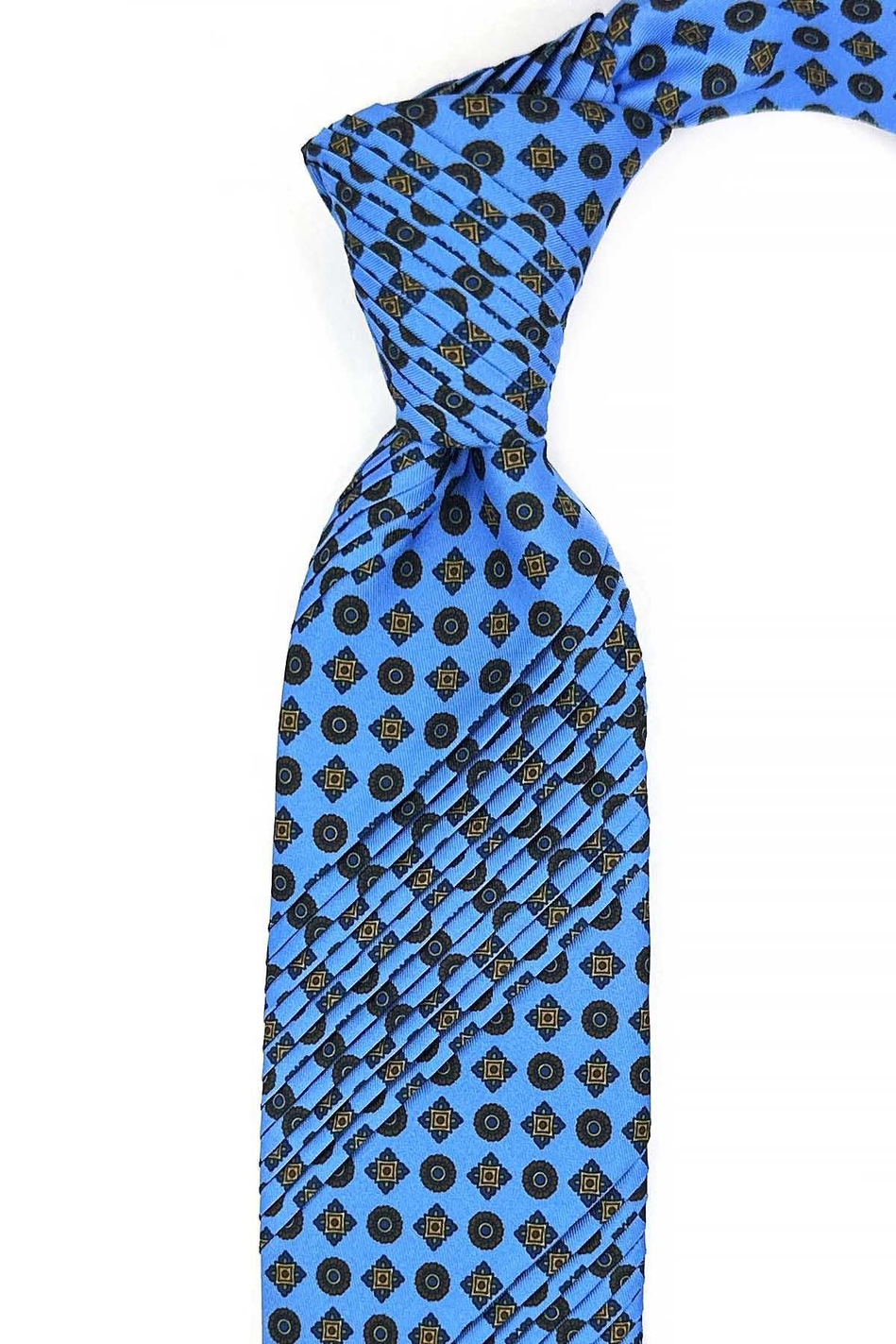 Sambuchi Style Mavi Motif Desen Piliseli Kravat CRK93