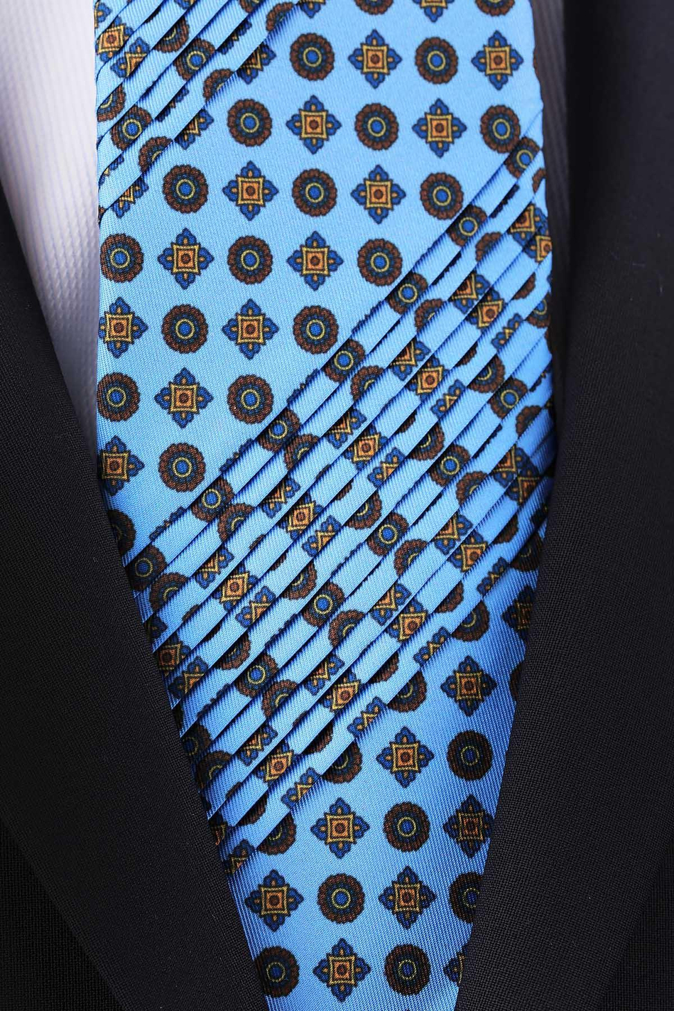 Sambuchi Style Mavi Motif Desen Piliseli Kravat CRK93