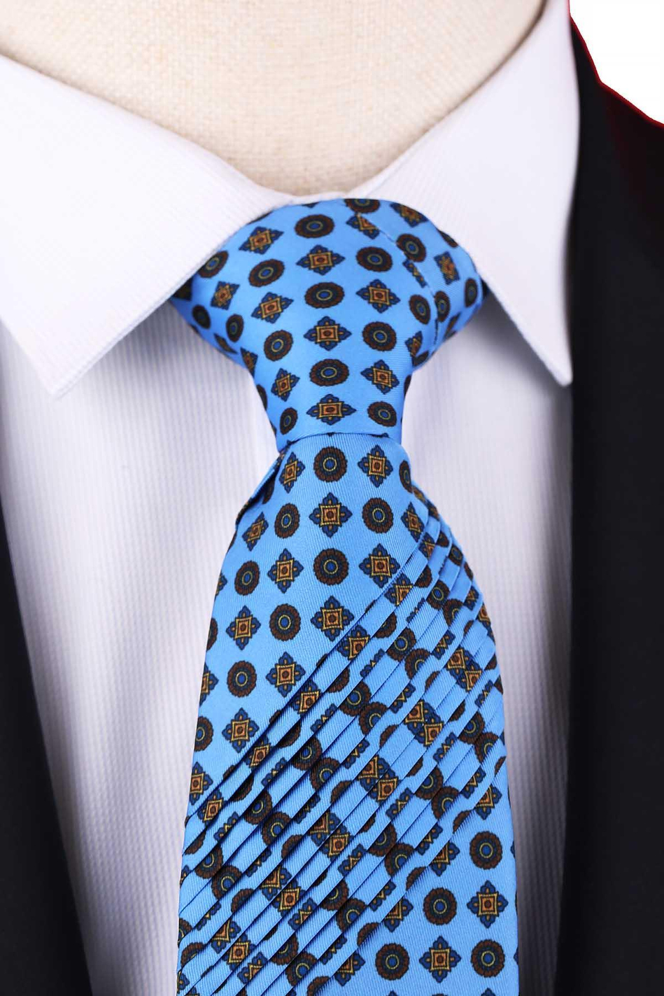 Sambuchi Style Mavi Motif Desen Piliseli Kravat CRK93