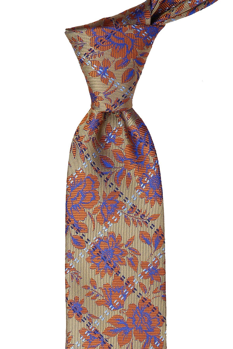 Sarı Çiçek Desen Mendilli Klasik Kravat KK9630