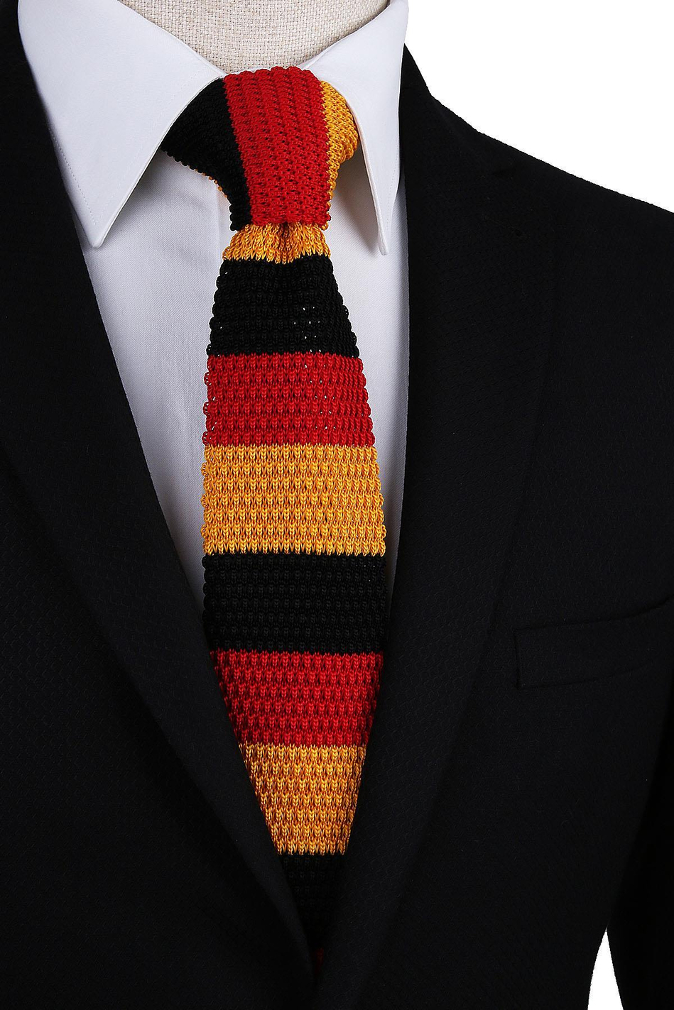 Sarı - Kırmızı Çizgi Desen Örgü Kravat ÖR8291