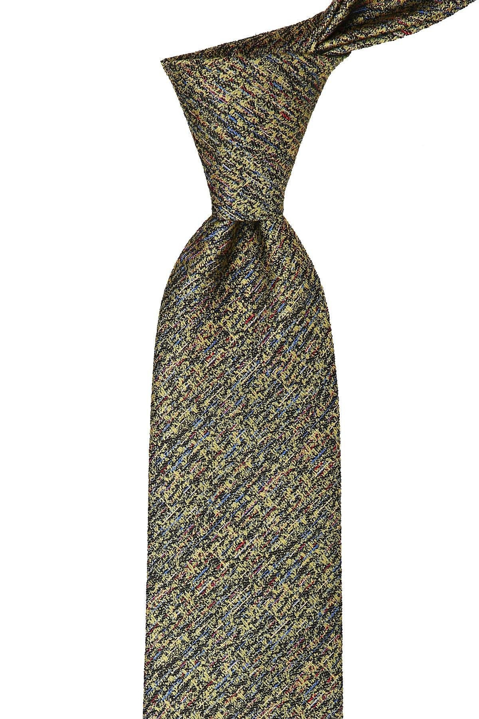 Sarı Küçük Desen Mendilli Klasik Kravat KK10037