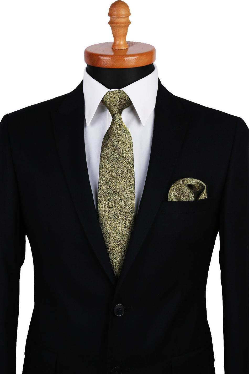 Sarı Kum Desen Mendilli Klasik Kravat KK9810