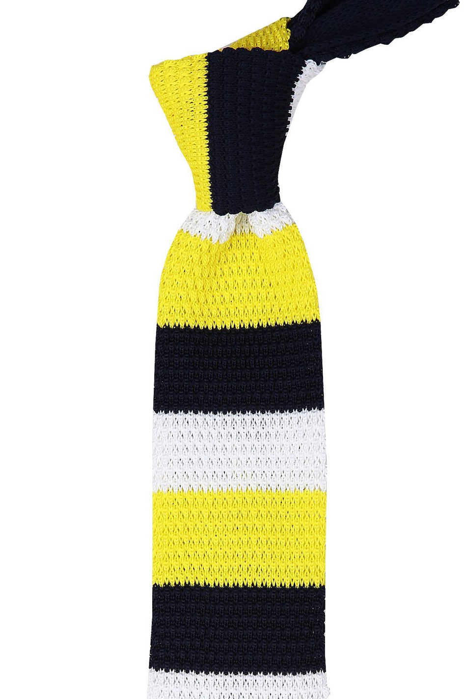 Sarı - Lacivert Çizgili Örgü Kravat ÖR8283