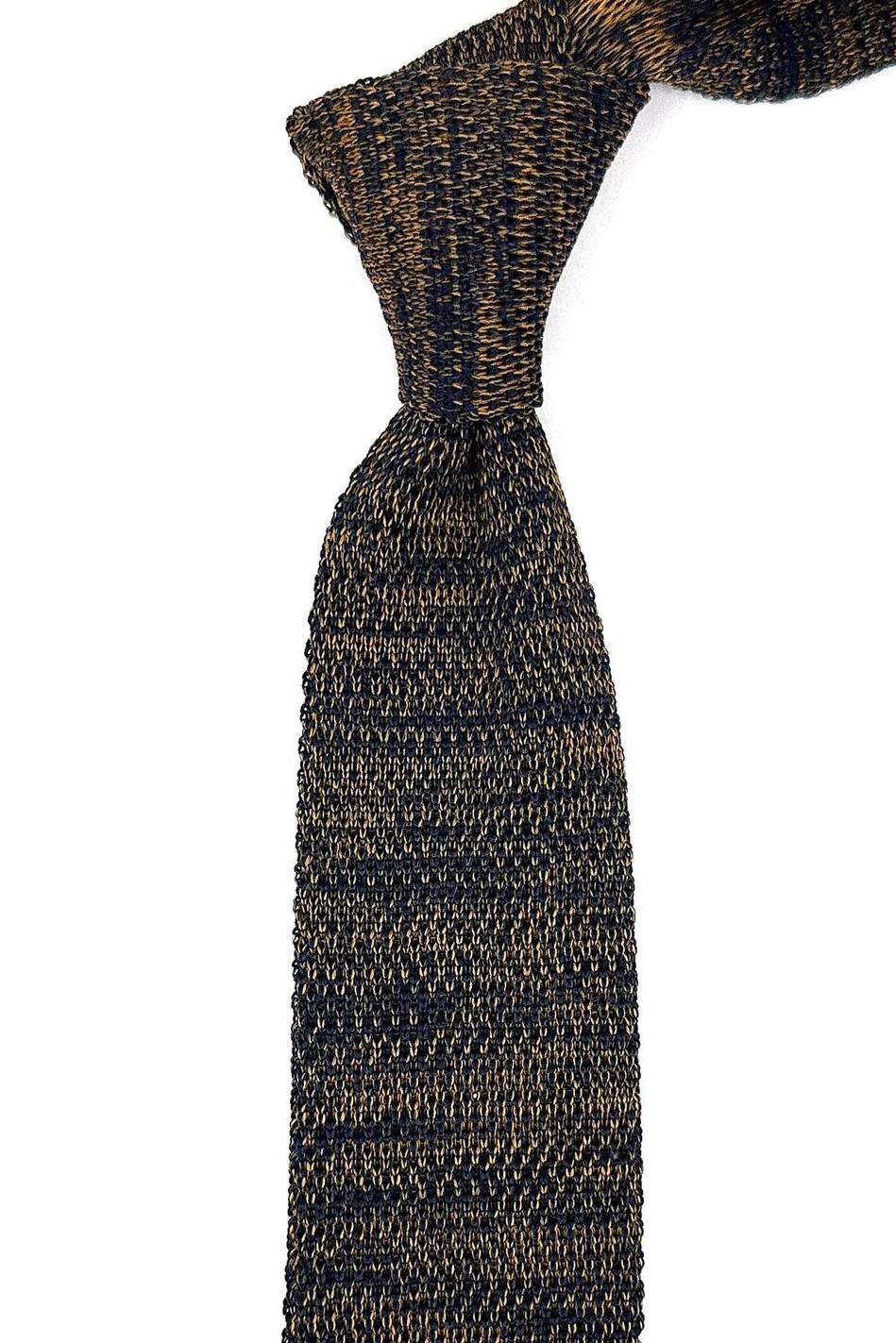 Sarı - Lacivert Kırçıllı Örgü Kravat ÖR8366