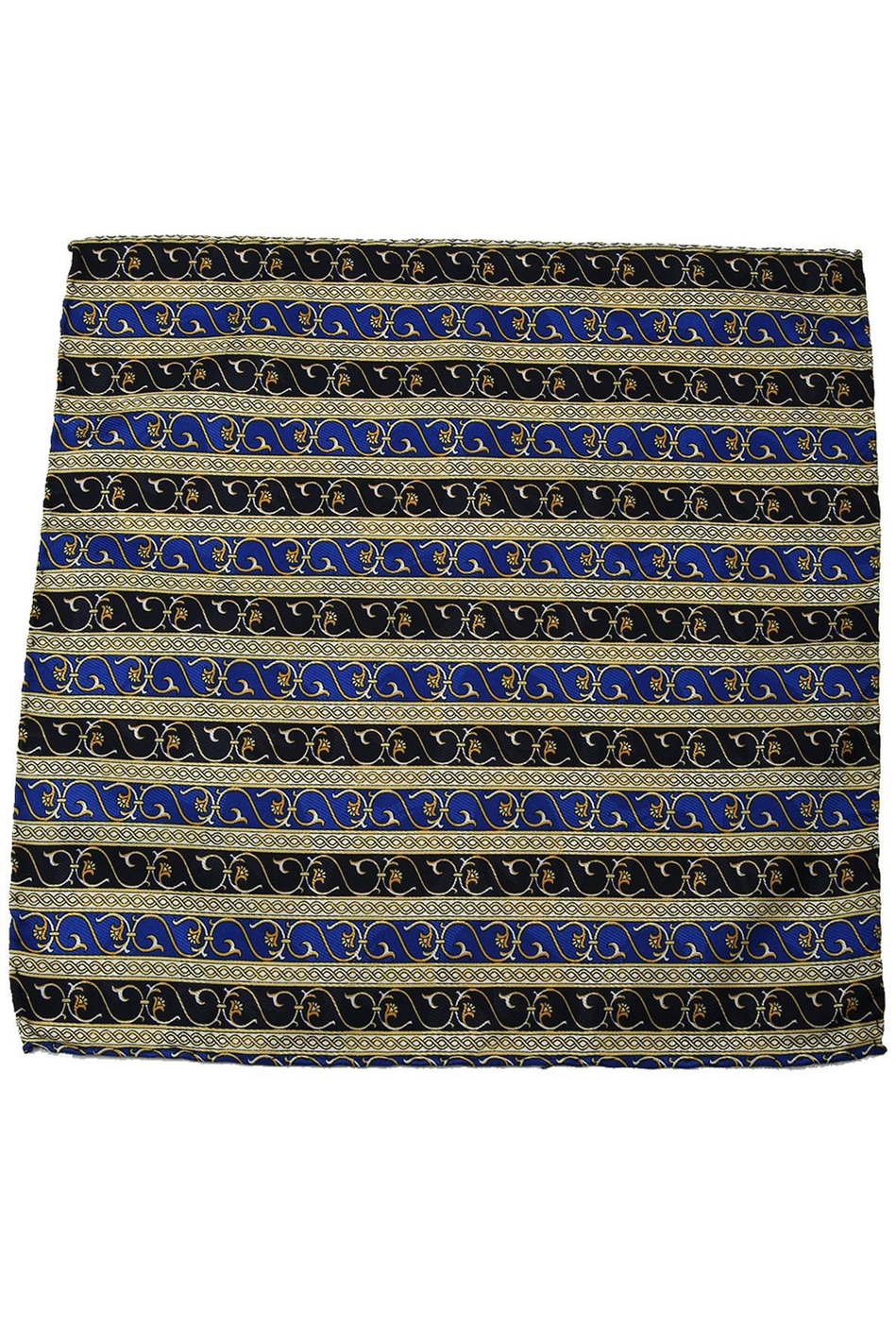 Sarı - Lacivert Motif Baskılı İpek Mendil SPS413